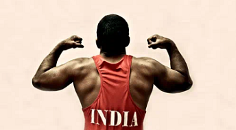 India athlete posing back muscles