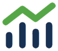 green and navy graph icon