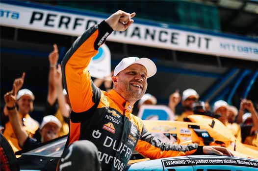 race winner celebrating
