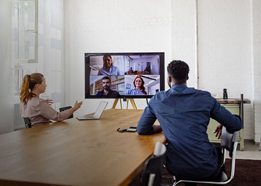 People having a remote video conference