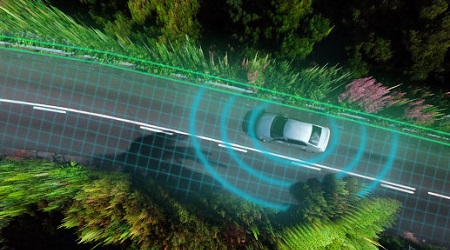 car on road with safety simulator