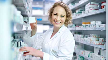 pharmacist working with medication