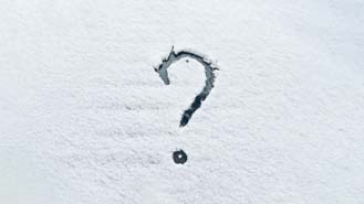 question mark in snow
